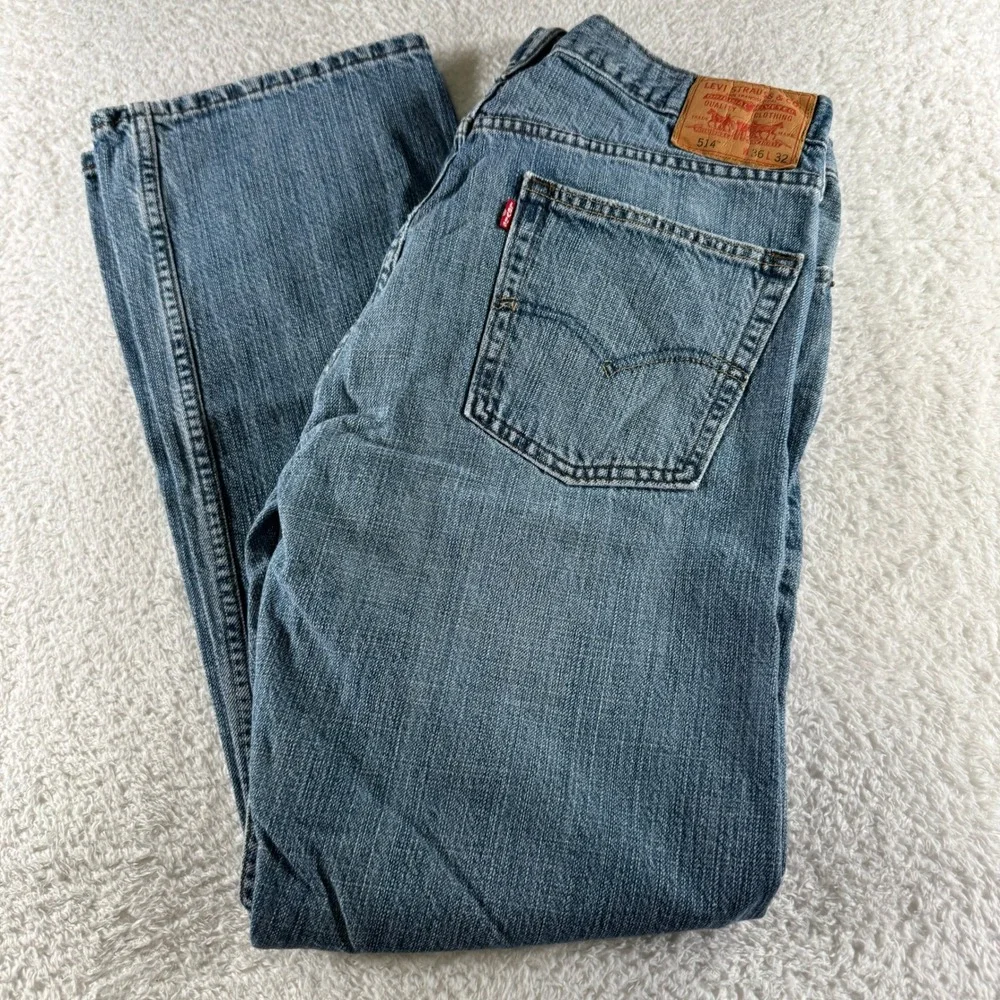 Y2K Levi 514 Slim Straight Leg Size 36x32 Light Wash Clean‎ Denim Pants Used Men